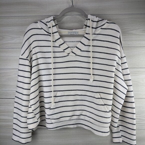 Paper Crane Sweaters - Paper Crane Cropped Striped Hoodie